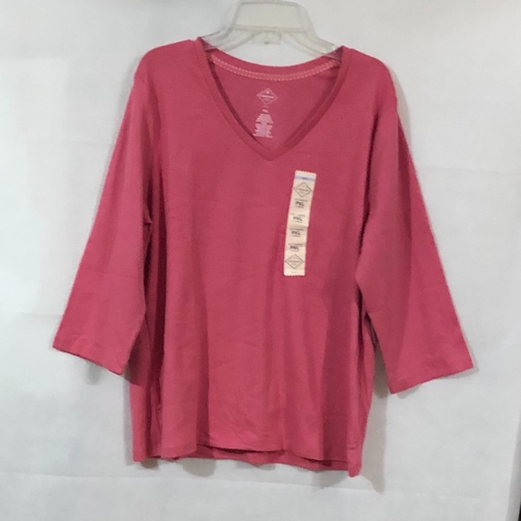 St. John's Bay Tops - St. John's Bay-Womens V Neck 3/4 Sleeve T-Shirt